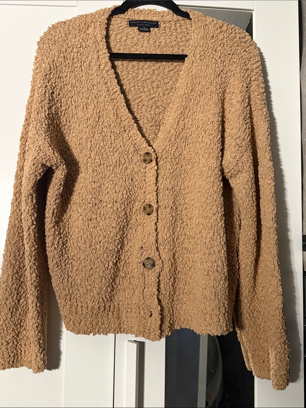 Cozy Camel Bouclé Button-Front Cardigan by Universal Standard